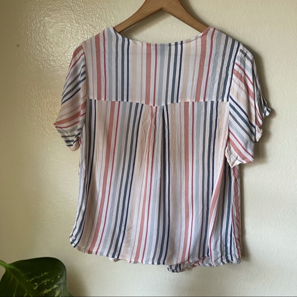 Torrid | Multi Stripe Gauze Button Front Blouse - Picture 6 of 7